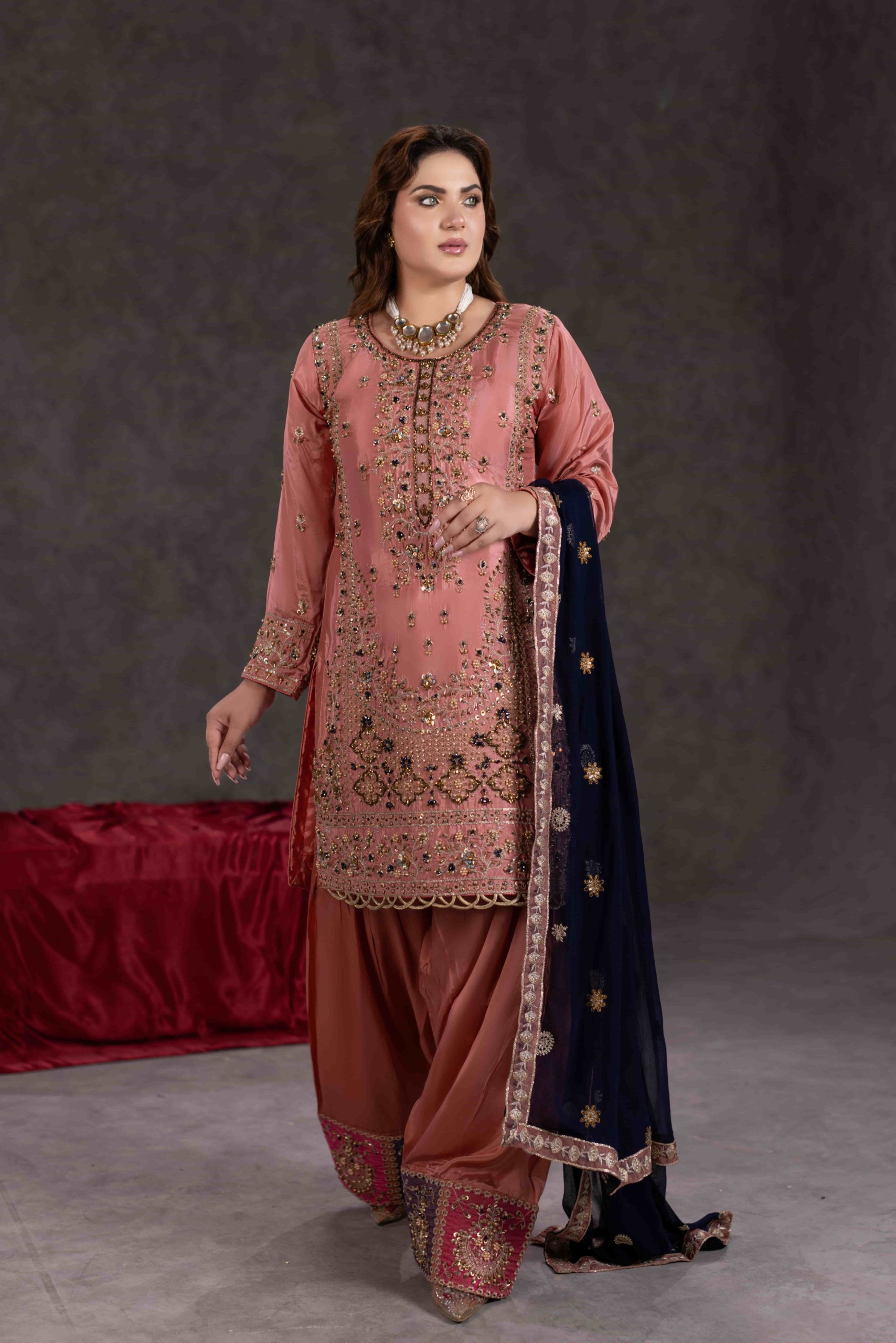 TS-11-B Luxury Tassel Silk Farshi Shalwar Set | Tehzeeb Collection - Image 2