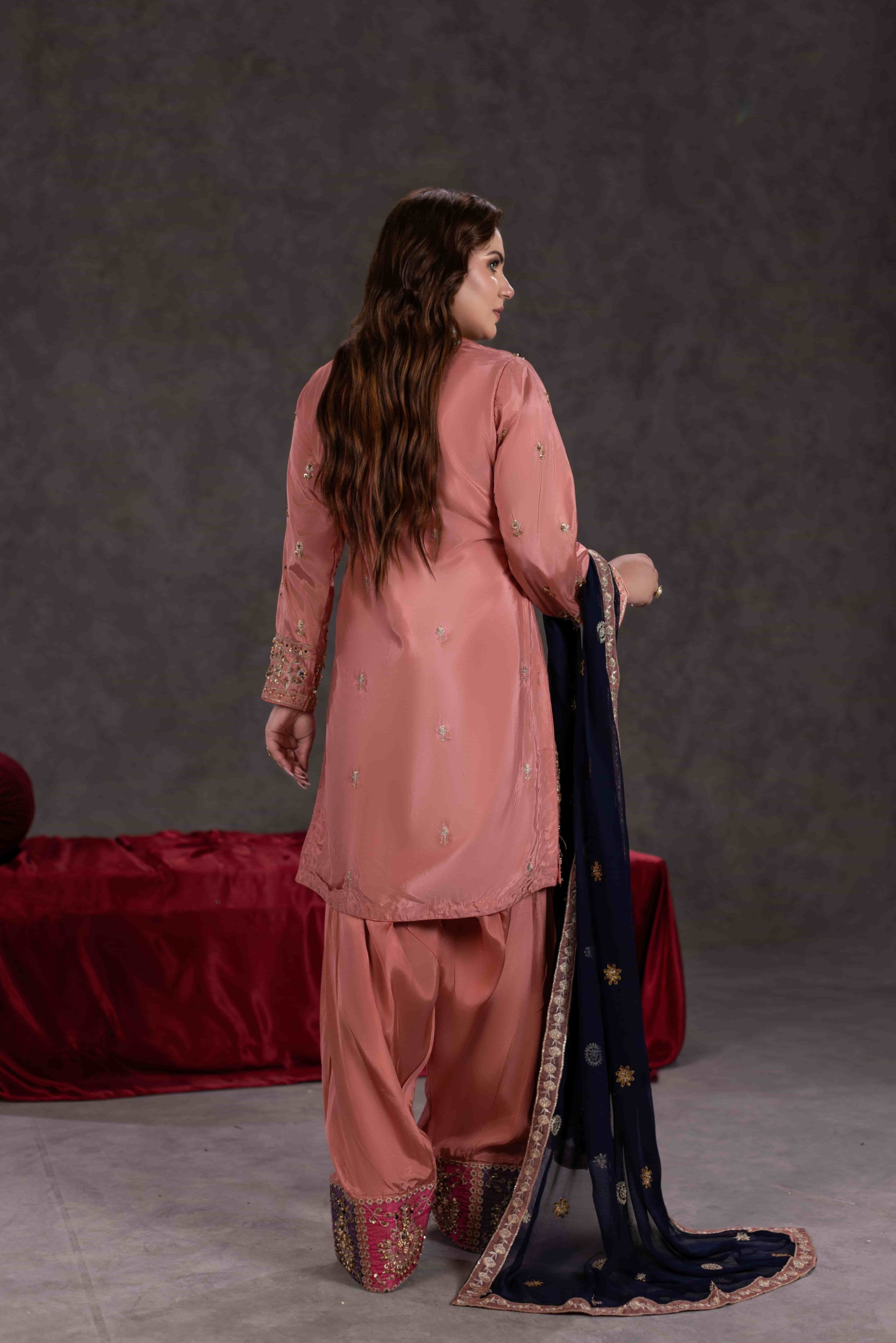 TS-11-B Luxury Tassel Silk Farshi Shalwar Set | Tehzeeb Collection - Image 3