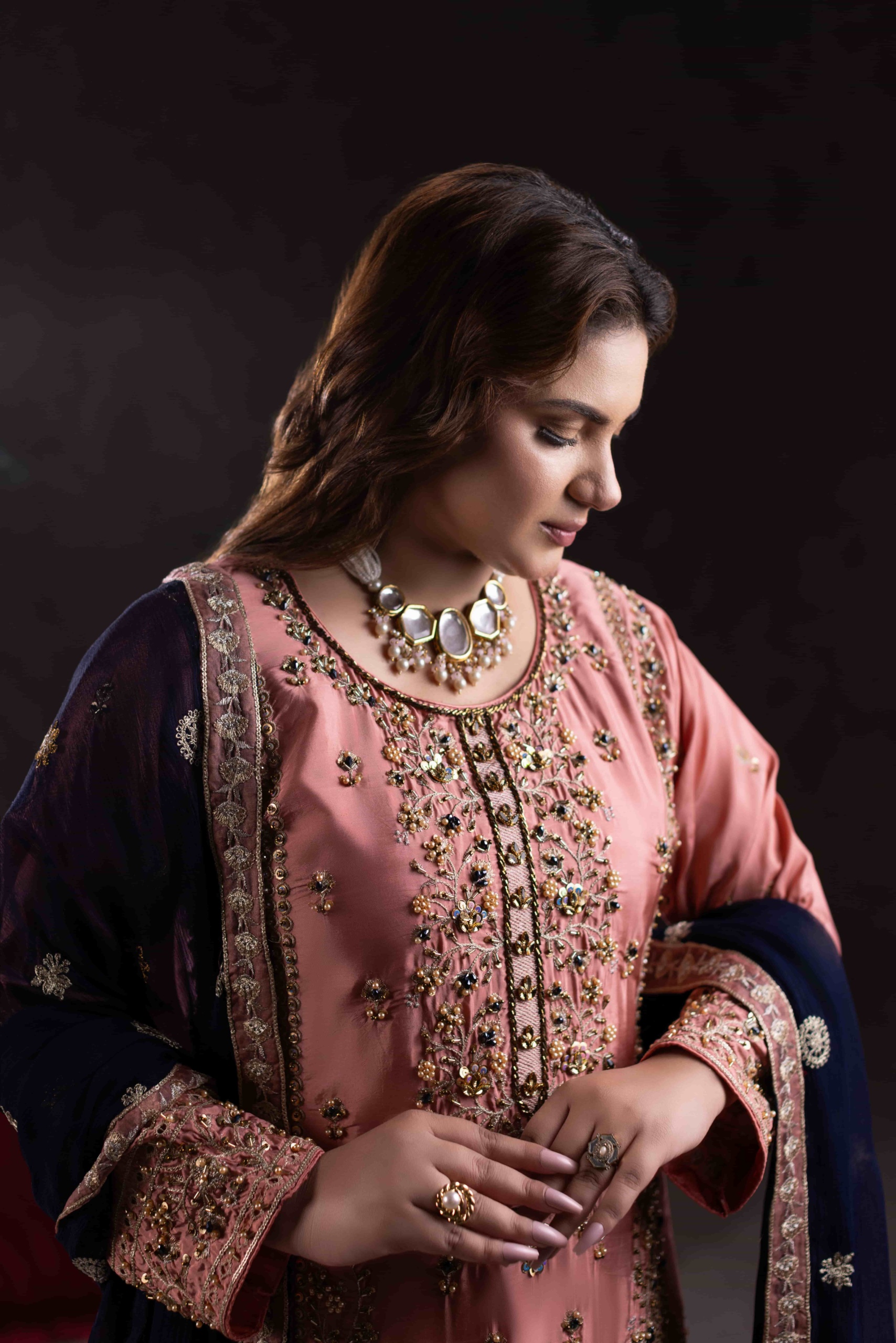 TS-11-B Luxury Tassel Silk Farshi Shalwar Set | Tehzeeb Collection