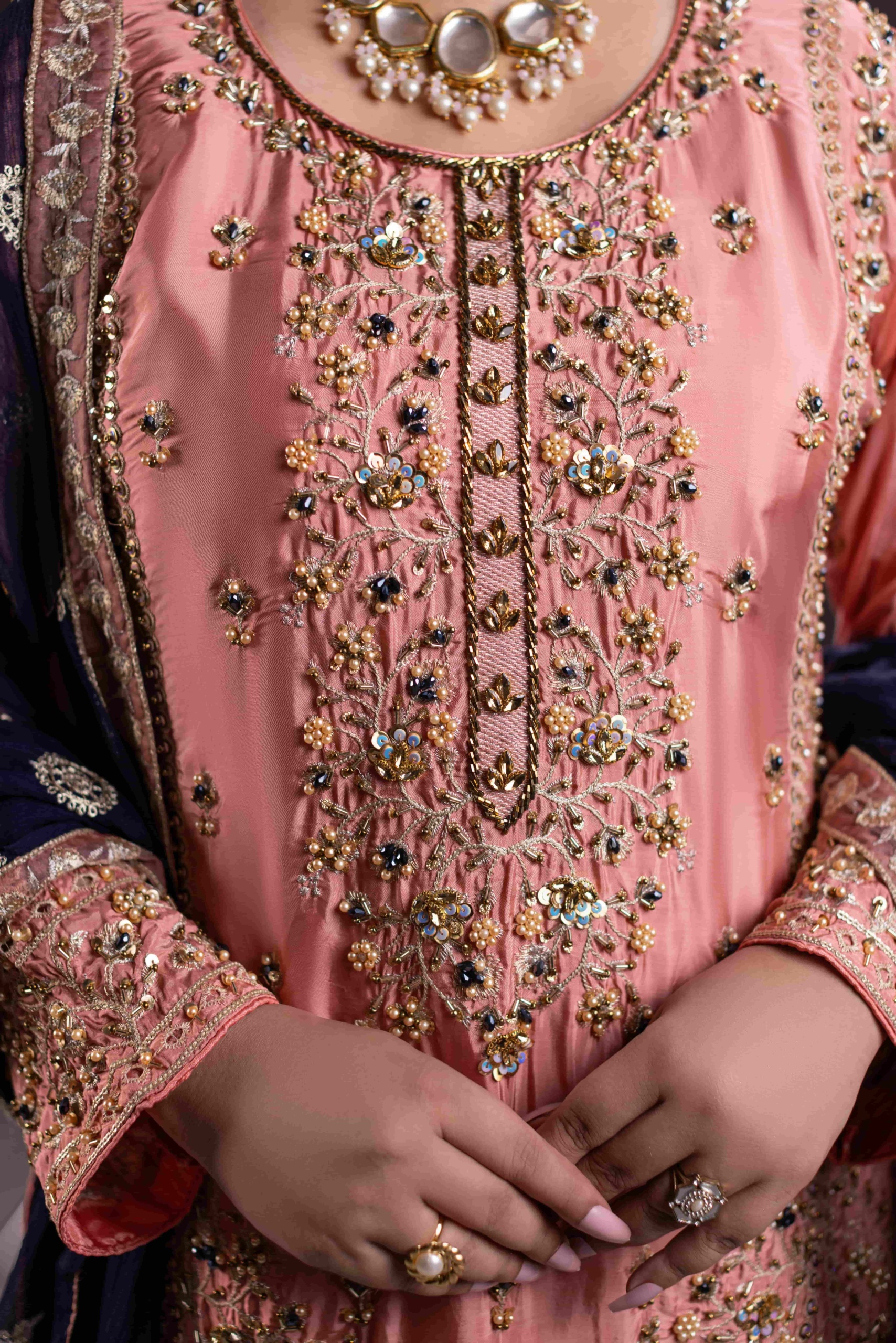 TS-11-B Luxury Tassel Silk Farshi Shalwar Set | Tehzeeb Collection - Image 4