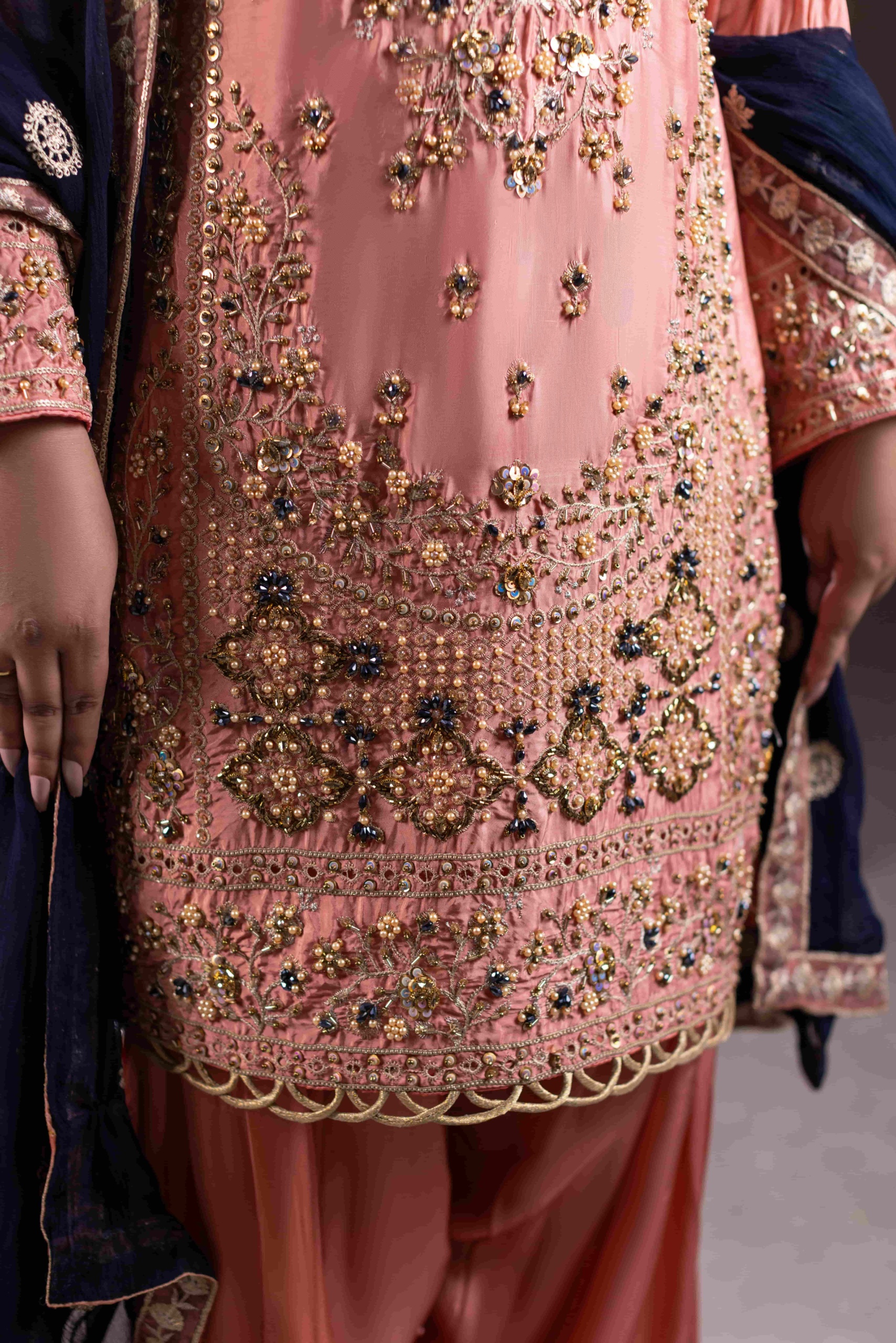 TS-11-B Luxury Tassel Silk Farshi Shalwar Set | Tehzeeb Collection - Image 6