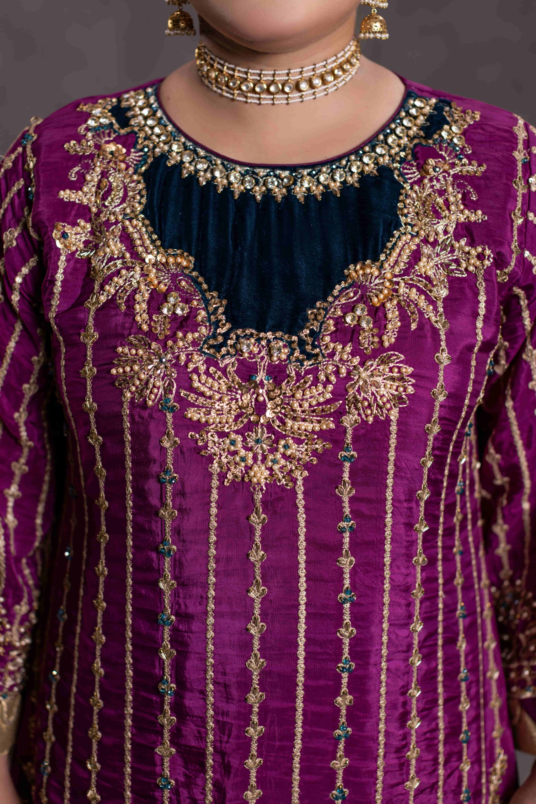 TS-130-B Luxury Tassel Silk Sharara Set | Tehzeeb Collection - Image 4