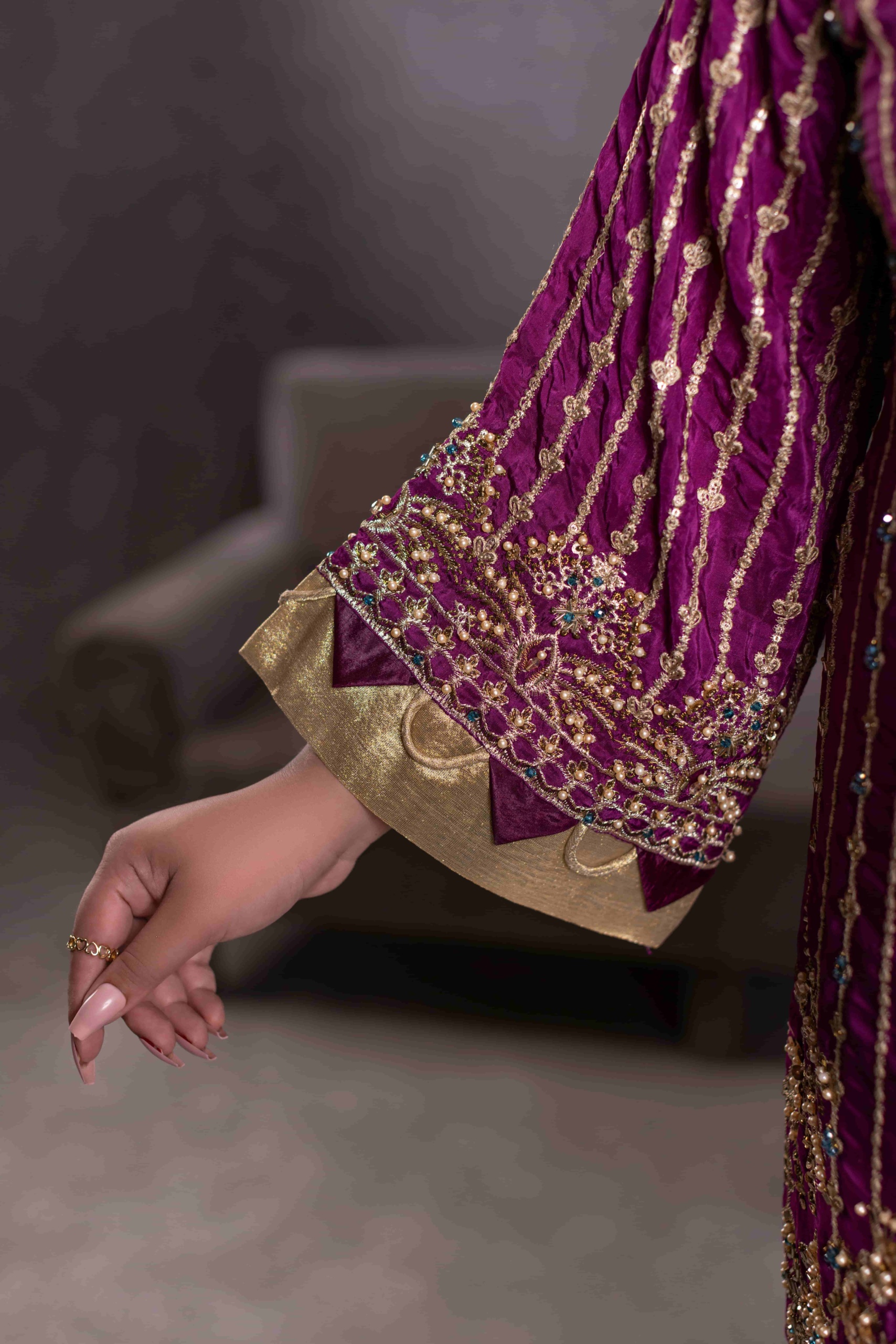 TS-130-B Luxury Tassel Silk Sharara Set | Tehzeeb Collection - Image 6