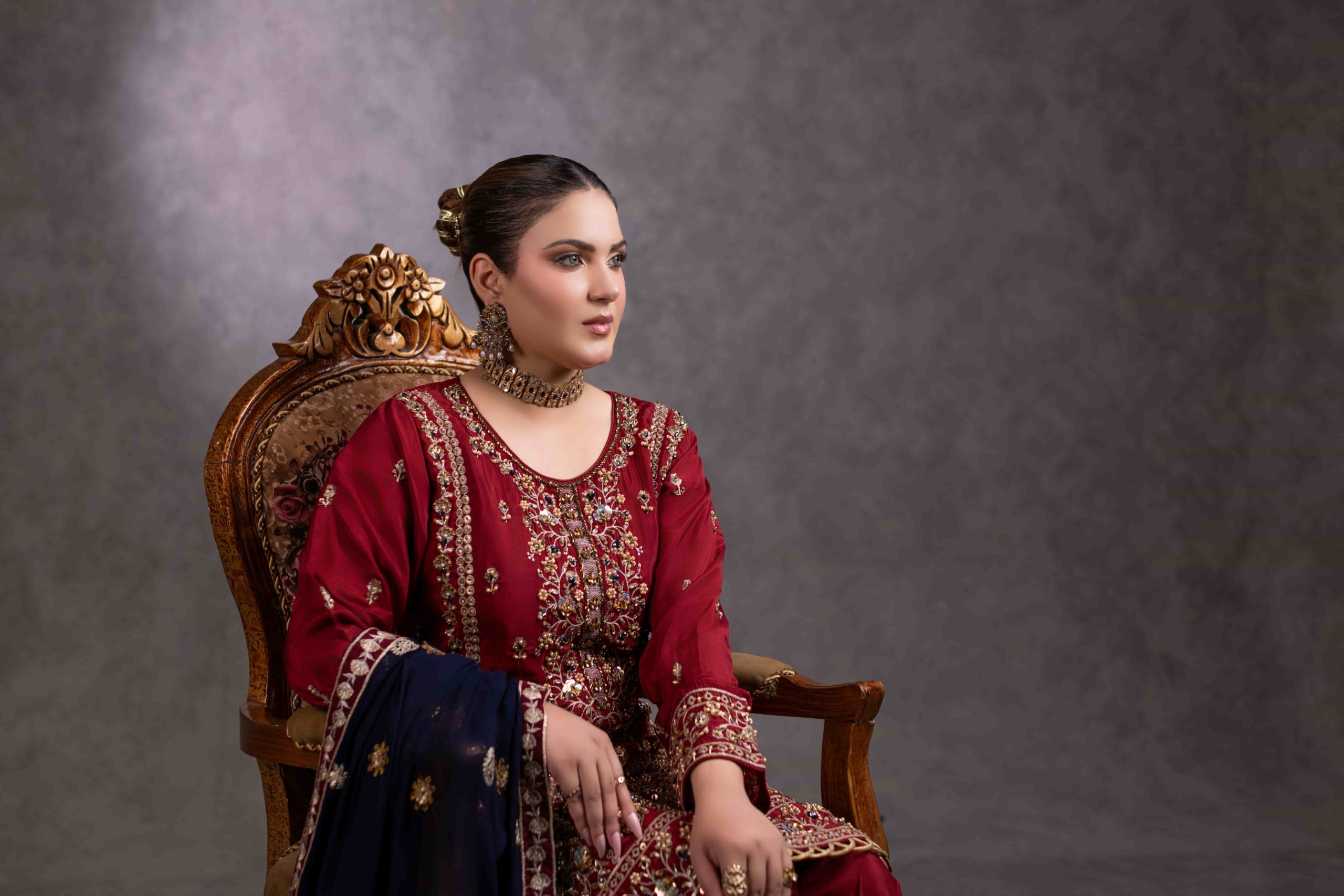 TS-11-A Luxury Tassel Silk Farshi Shalwar Set | Tehzeeb Collection - Image 4