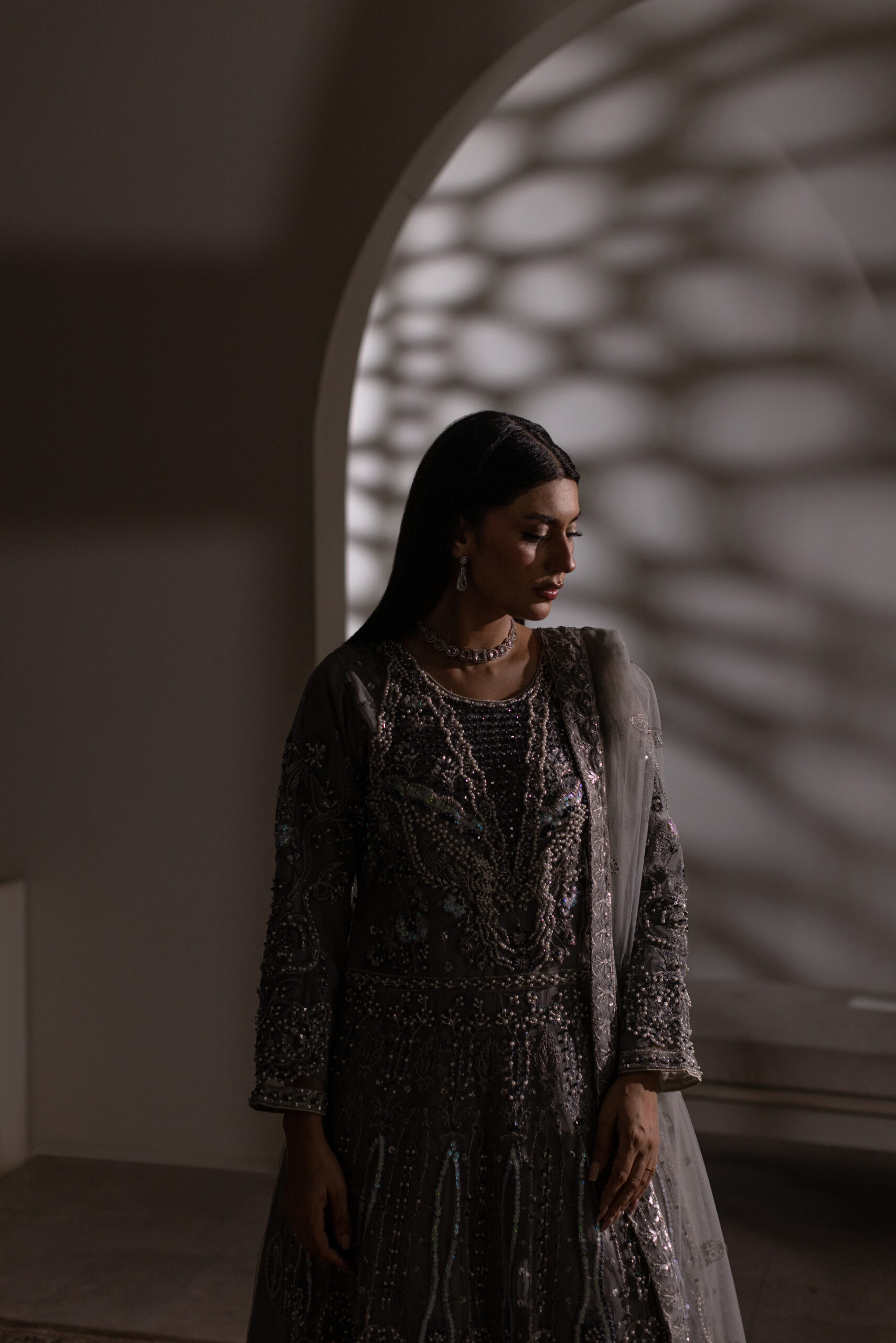 NT-1320-A Dove Gray — Breeza Net Maxi with Embroidered Dupatta - Image 9