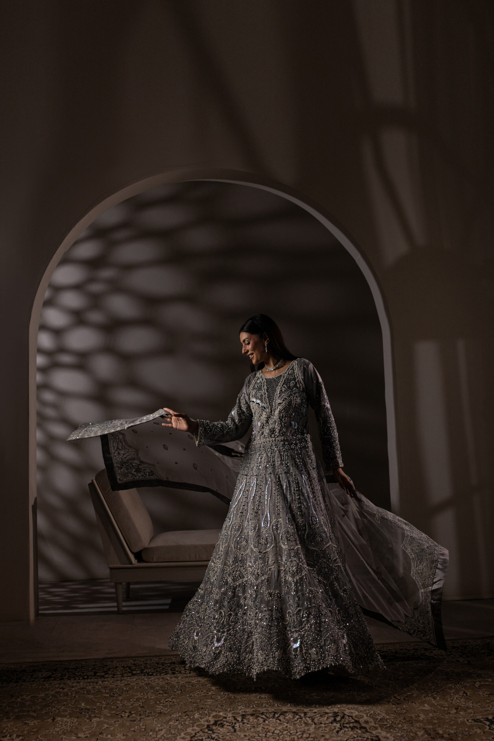NT-1320-A Dove Gray — Breeza Net Maxi with Embroidered Dupatta - Image 6