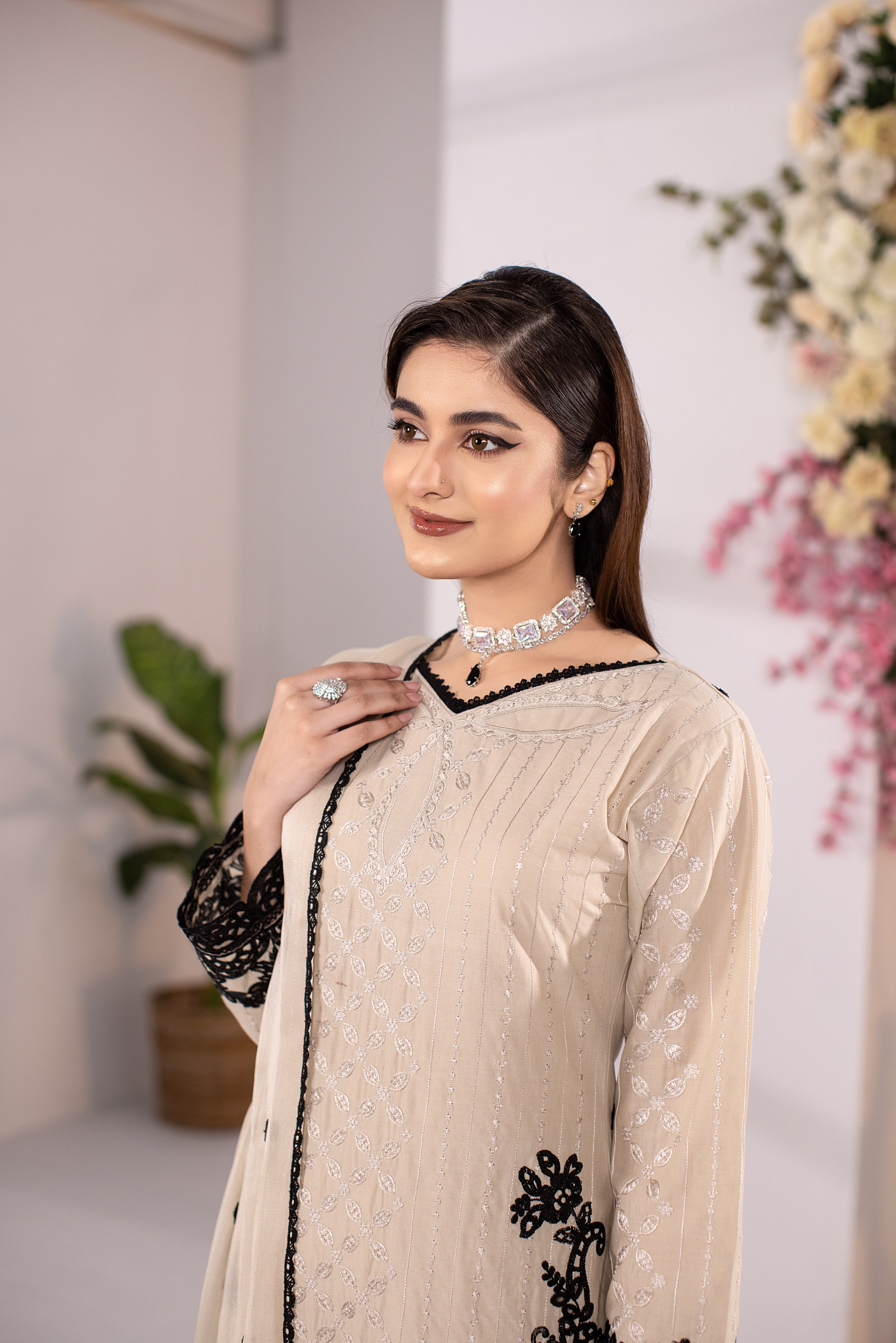 Noir Lace Grace | Premium Cotton 3-Piece Casual Suit - Image 3